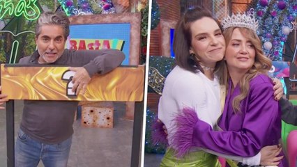 Andrea Legarreta "vuela" en el juego de Basta para quitarle su corona a Tania Rincón