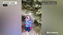 Ontario child offers funny snow sledding advice to Dad