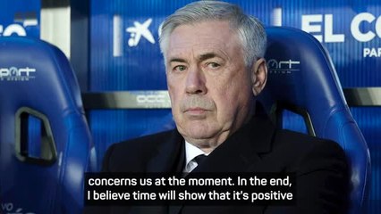 Télécharger la video: Real Madrid coach Ancelotti welcomes Super League court verdict