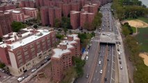 Apartment buildings area in New York City.