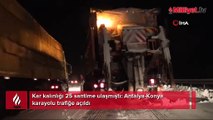 Kar kalınlığı 25 santime ulaşmıştı! Antalya-Konya karayolu trafiğe açıldı