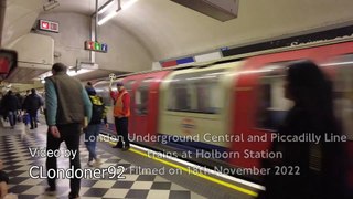 London Underground Central and Piccadilly Line trains at Holborn Station