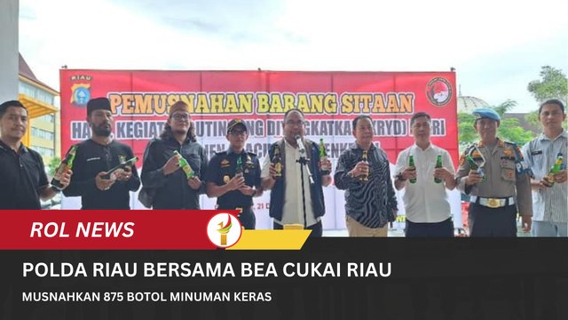 Polda Riau Bersama Bea Cukai Riau Musnahkan 875 Botol Minuman Keras