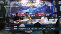 BNN Sulsel Musnahkan 7,7 Kg Sabu dan 8,1 Kg Ganja