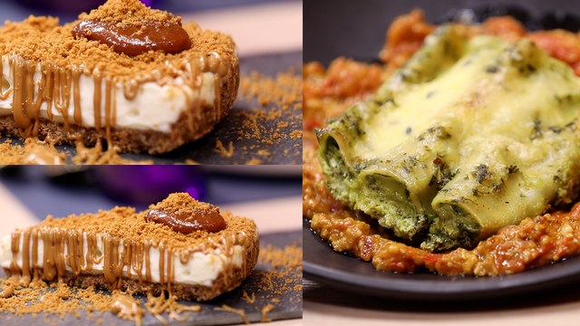 Cannellonis ricotta épinards, Cheesecake aux speculoos et caramel Koujinetna Haka S3 Ep 11