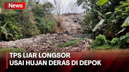 TPS Liar Setinggi 30 Meter di Depok Longsor Timbun Empang Warga