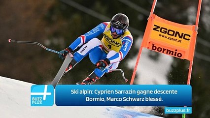 Ski alpin: Cyprien Sarrazin gagne descente Bormio, Marco Schwarz blessé.