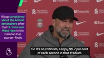 Klopp clarifies his Anfield atmosphere comments