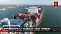 Exportaciones mexicanas superan los 134 mil mdd en tercer trimestre de año