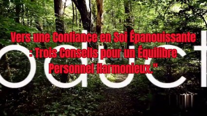Vers une Confiance en Soi Épanouissante  Trois Conseils pour un Équilibre Personnel Harmonieux.