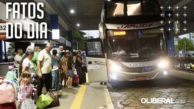 Movimento intenso de passageiros no Terminal Rodoviário de Belém para festas de Natal