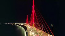 Ponte Anita Garibaldi, no Sul de SC, impressiona com iluminação de Natal