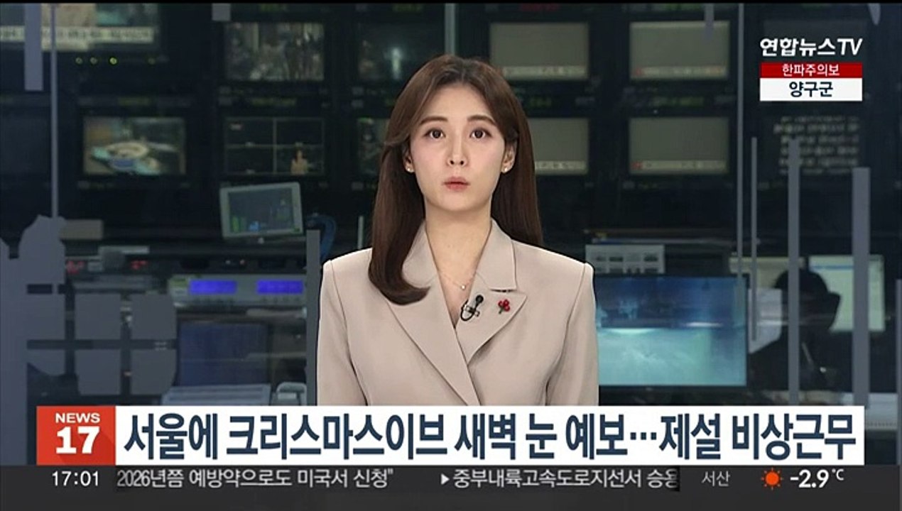 서울에 크리스마스 이브 새벽 눈 예보…제설 비상근무