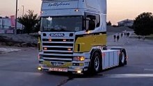 Lenz Scania at the Truckshow Ciney with open Pipe