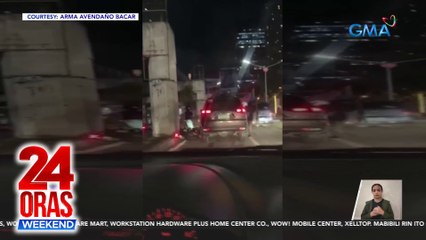 SUV na kinatok ng ilang rider, nambangga ng motorsiklo at ginulungan ang isang angkas | 24 Oras Weekend