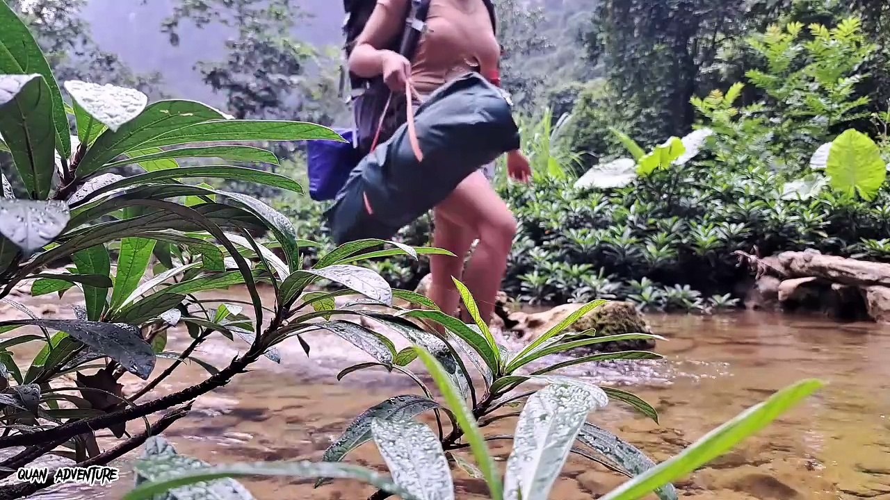 CAMPING IN THE WILD STREAM - YOUNG GIRL SWIMMING IN THE NATURE POOL & ASMR Nature Sounds _ ASMR CAMP