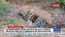 ¡Lamentable! Campesino muere al caer a una cuneta junto a su bicicleta y su leña en Choluteca