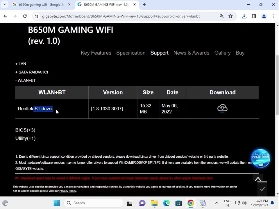 How to Download driver gigabyte B650M GAMING WIFI Motherboard windows 11 or 10
