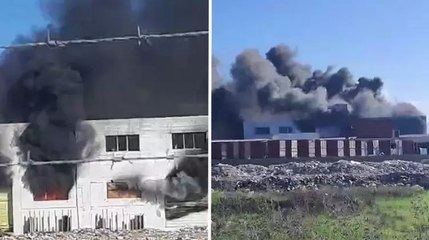 Hatay'da büro malzemeleri üreten atölyede yangın