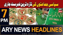 ARY News 7 PM Headlines 24th December 2023 | Siyasi Jamaton Ki Taza Fehrist Jari Kar Di