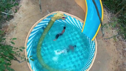 Building Swimming Pool Water Slide To Underground || Building dragon pool