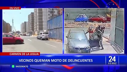 Callao: delincuentes escapan a pie después de que su moto se incendiara por fallas técnicas