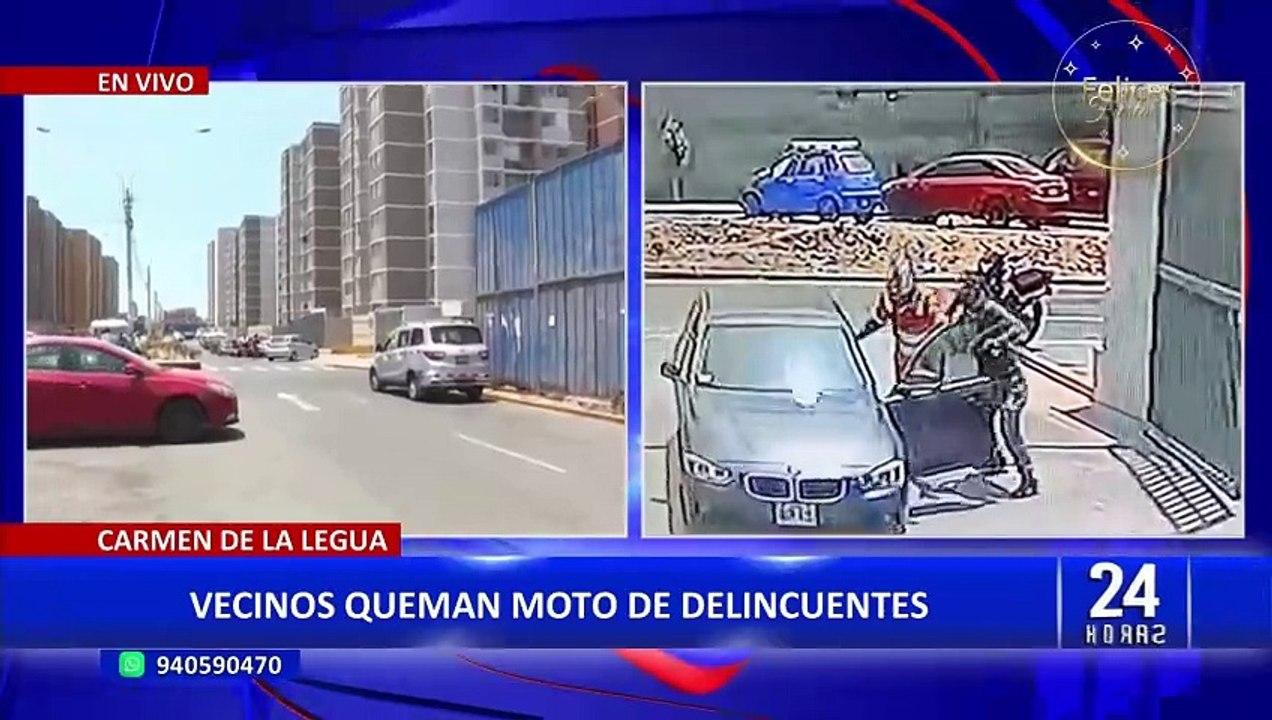 Callao: delincuentes escapan a pie después de que su moto se incendiara por fallas técnicas