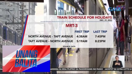 Train schedule for holidays | UB