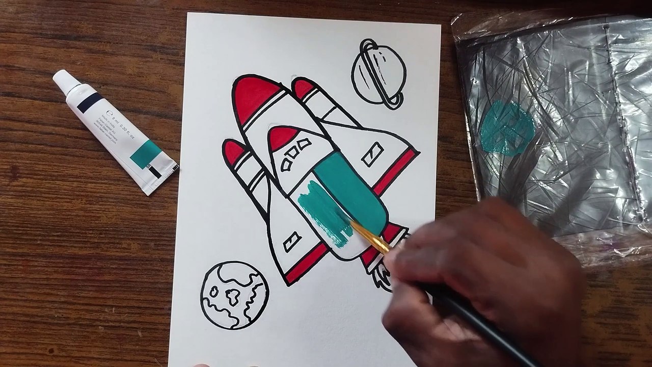 How to draw Rocket easy step by step for kids | Rocket drawing Coloring ...