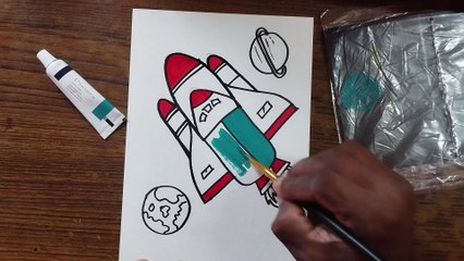 How to draw Rocket easy step by step for kids | Rocket drawing Coloring for Kids & Toddlers