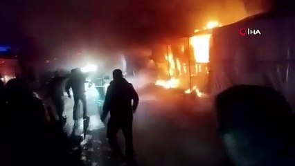 Depremzede ailenin kaldığı konteyner yandı