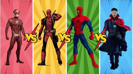 SUPERHEROES COLOR DANCE CHALLENGE The Flash vs Deadpool vs Spider-Man vs Doctor Stranger
