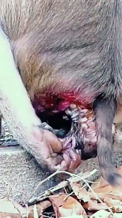 Mother monkey labor baby #shorts (1280p_25fps_H264-192kbit_AAC)