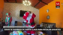 David se disfraza de Santa Claus para llevar juguetes a comunidades marginadas de Oaxaca