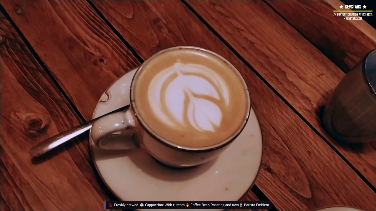 [4K]  Chamomile Tea w/ real  Chamomile Blossoms; ☕ Cappuccino w/ own  Barista Emblem