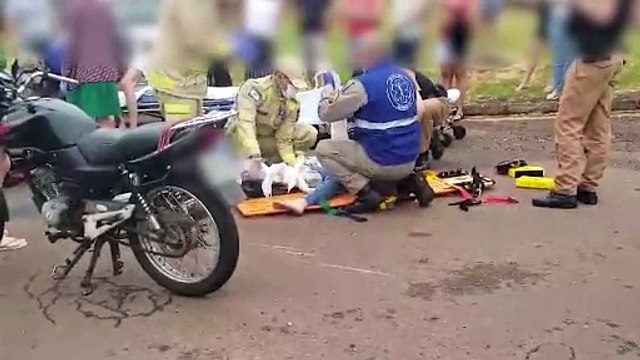 Mulher fratura braço e perna em acidente na Rua Parecis no Santa Cruz