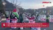 ABD’de Savunma Bakanı Austin ve Ulusal Güvenlik Danışmanı Sullivan’in evinin önünde İsrail karşıtı protesto