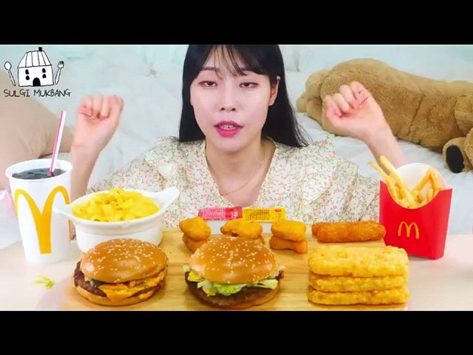 ASMR MUKBANG| McDonald's 1955 Burger, Quarter pound cheeseburger, Hash brown, Mac n Cheese