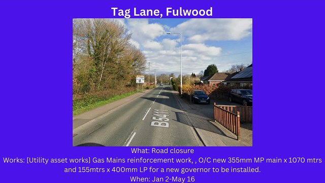 Preston roadworks starting/still taking place Jan 1 -Jan 7