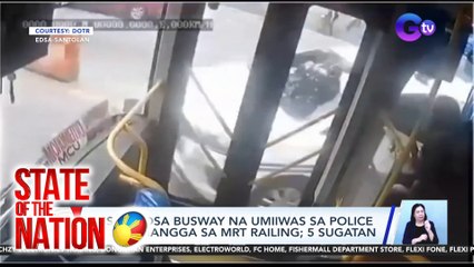 Bus sa EDSA Busway na umiiwas sa police car, bumangga sa MRT railing; 5 sugatan | SONA