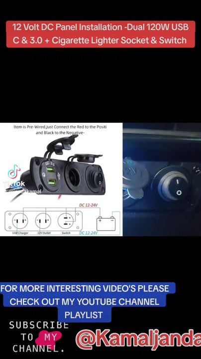 12 Volt DC Power Installation - 12V USB C & 3.0 + Cigarette Lighter Socket & Switch