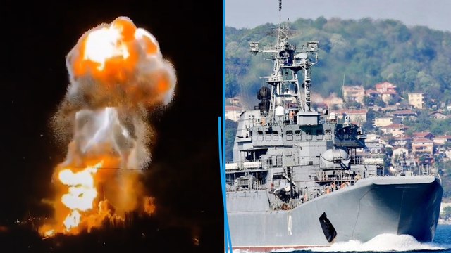 Crimée : l'impressionnante destruction du navire russe Novocherkassk, bombardé par l'Ukraine