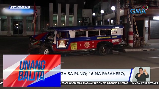 Jeep, bumangga sa puno; 16 na pasahero, sugatan | UB
