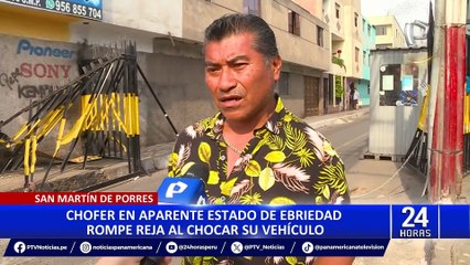 SMP: chofer en aparente estado de ebriedad choca contra rejas de seguridad
