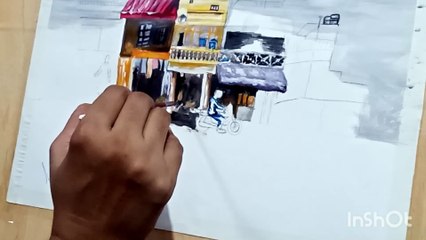 Cityscape painting with acrylics by artifice