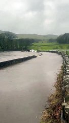 Storm Gerrit -  River Ure floods Brunt Acres Road, Hawes amid weather warning - All credit Bez Beresford
