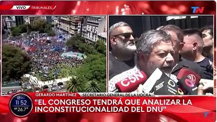 Gerardo Martínez de Uocra: "Al DNU lo vemos inconstitucional"