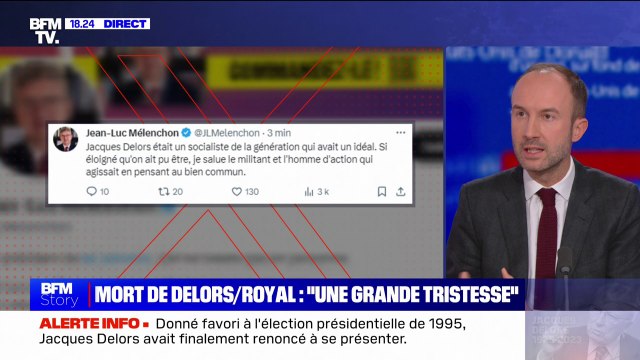 Jean-Luc Mélenchon réagit au décès de Jacques Delors: Je salue le militant et l'homme d'action qui agissait en pensant au bien commun