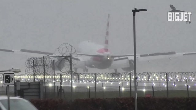 Plane struggles to land in high winds at Heathrow airport as Storm Gerrit batters UK
