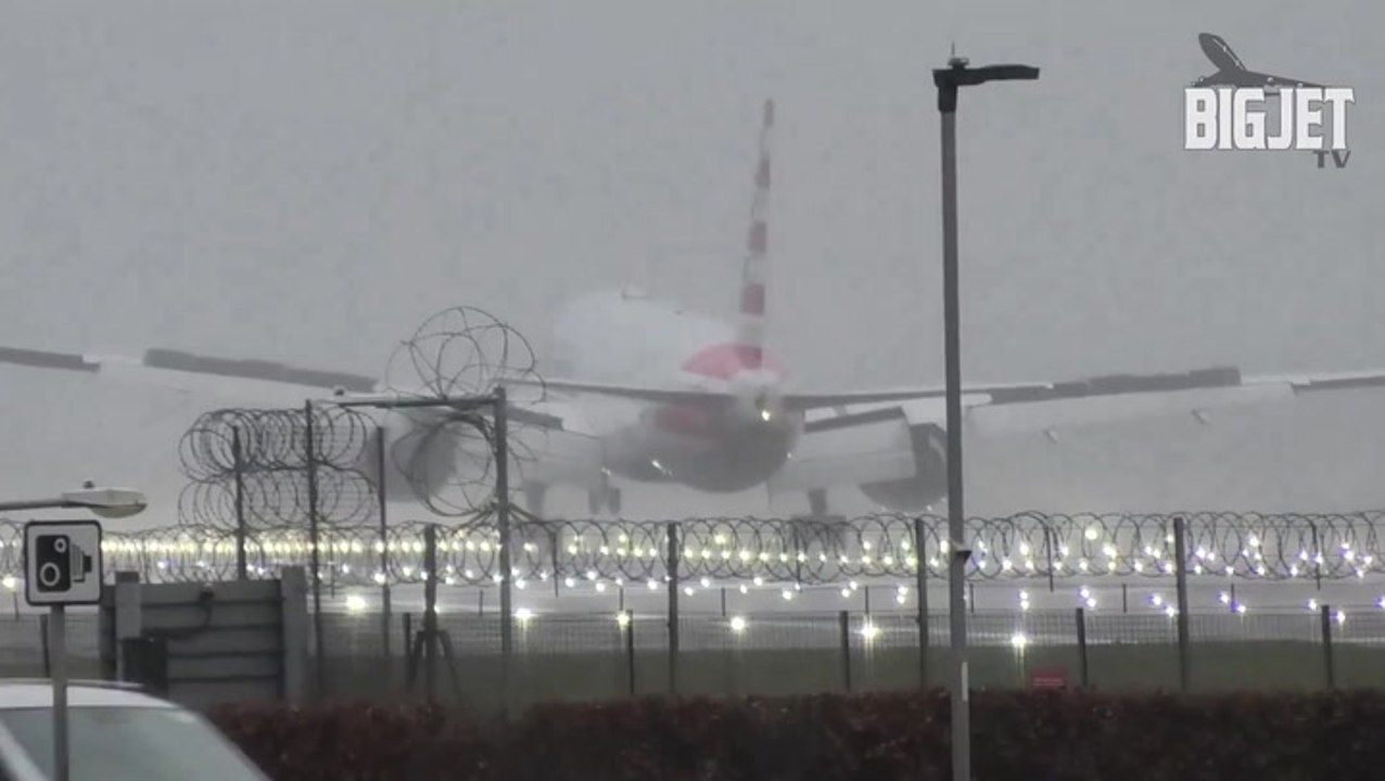 Plane struggles to land in high winds at Heathrow airport as Storm Gerrit batters UK